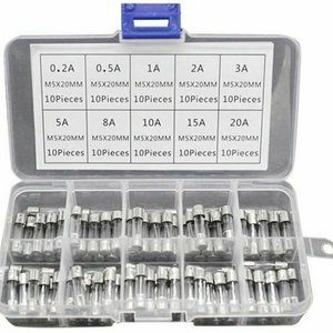 100~pcs Auto glass fuses 5*20mm Car-Truck-SUV Fuse Kit 0.2A to 20A with box